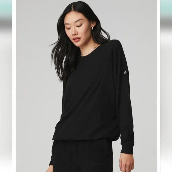 ALO Soho Pullover NWT Black Size L - Picture 2 of 8
